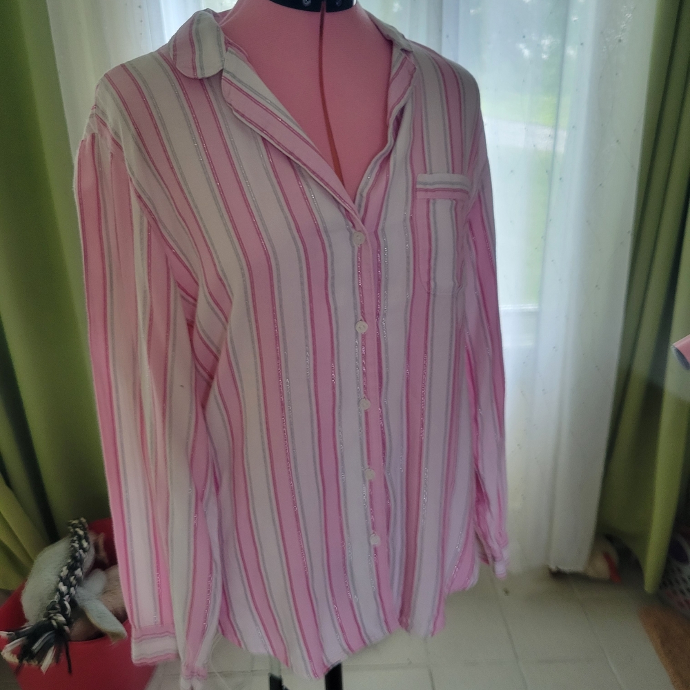 Victoria's Secret Pink and White Striped Shirt